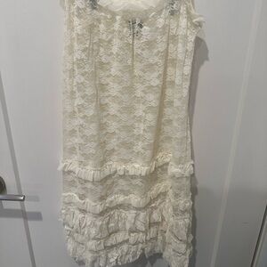 Ivory Lace Ruffle Dress